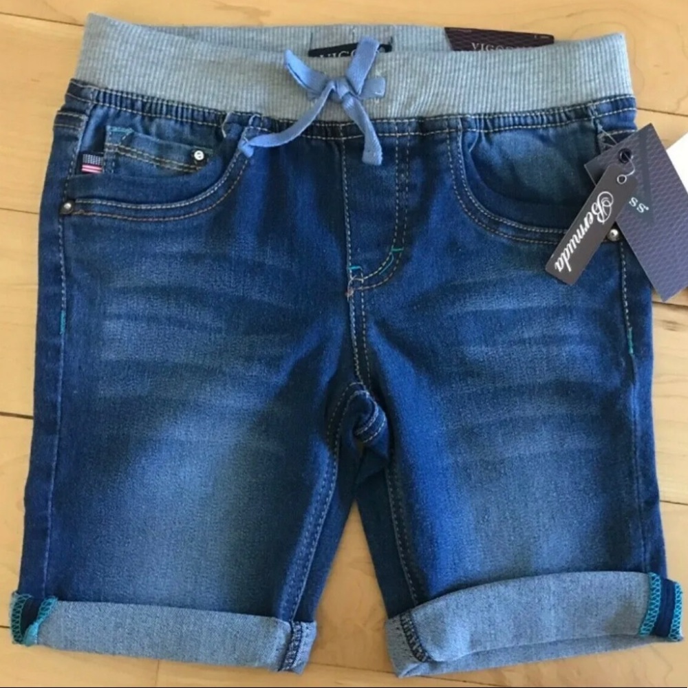 Vigoss Bermuda Length Jean Shorts w/ Rhinestone brads GIRLS size 6 New w/Tags
